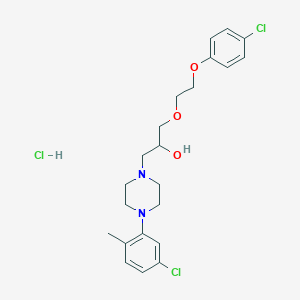 molecular formula C22H29Cl3N2O3 B2654359 1-(4-(5-Chloro-2-methylphenyl)piperazin-1-yl)-3-(2-(4-chlorophenoxy)ethoxy)propan-2-ol hydrochloride CAS No. 1216387-57-3