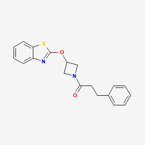 molecular formula C19H18N2O2S B2654360 1-(3-(Benzo[d]thiazol-2-yloxy)azetidin-1-yl)-3-phenylpropan-1-one CAS No. 1421455-37-9
