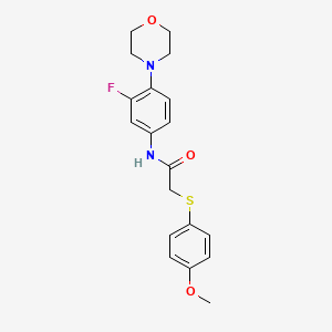 molecular formula C19H21FN2O3S B2654362 N-(3-氟代-4-吗啉苯基)-2-[(4-甲氧基苯基)硫代]乙酰胺 CAS No. 439112-46-6