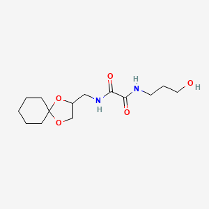 molecular formula C14H24N2O5 B2654366 N1-(1,4-dioxaspiro[4.5]decan-2-ylmethyl)-N2-(3-hydroxypropyl)oxalamide CAS No. 941995-95-5