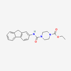 molecular formula C21H23N3O3 B2654372 4-[(9H-芴-2-基)氨基甲酰基]哌嗪-1-羧酸乙酯 CAS No. 1023384-02-2