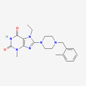 molecular formula C20H26N6O2 B2654376 7-ethyl-3-methyl-8-(4-(2-methylbenzyl)piperazin-1-yl)-1H-purine-2,6(3H,7H)-dione CAS No. 878429-41-5