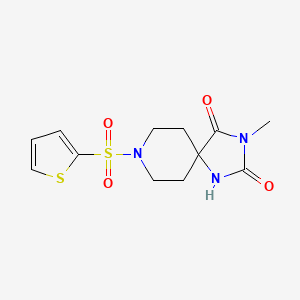 molecular formula C12H15N3O4S2 B2654377 3-Methyl-8-(thiophen-2-ylsulfonyl)-1,3,8-triazaspiro[4.5]decane-2,4-dione CAS No. 923693-25-8