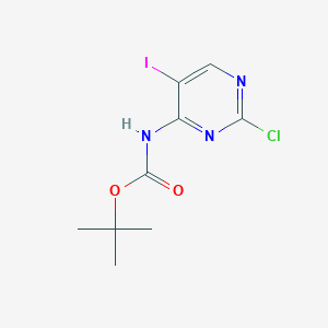 molecular formula C9H11ClIN3O2 B2654381 tert-Butyl 2-chloro-5-iodopyrimidin-4-ylcarbamate CAS No. 1359655-47-2