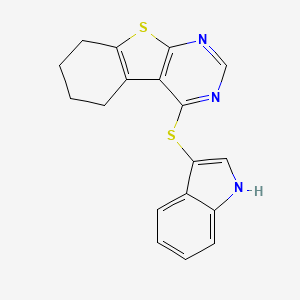 molecular formula C18H15N3S2 B2654397 4-(1H-吲哚-3-基硫烷基)-5,6,7,8-四氢[1]苯并噻吩并[2,3-d]嘧啶 CAS No. 354795-61-2
