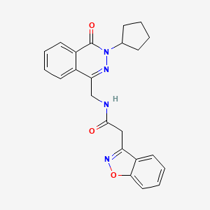 molecular formula C23H22N4O3 B2654405 2-(benzo[d]isoxazol-3-yl)-N-((3-cyclopentyl-4-oxo-3,4-dihydrophthalazin-1-yl)methyl)acetamide CAS No. 1448126-26-8