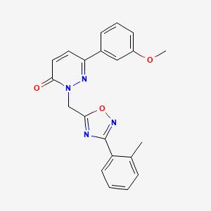 molecular formula C21H18N4O3 B2654406 6-(3-methoxyphenyl)-2-((3-(o-tolyl)-1,2,4-oxadiazol-5-yl)methyl)pyridazin-3(2H)-one CAS No. 1251621-23-4