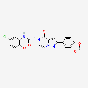molecular formula C22H17ClN4O5 B2654407 2-[2-(1,3-苯并二氧杂环-5-基)-4-氧代吡唑并[1,5-a]哒嗪-5(4H)-基]-N-(5-氯-2-甲氧基苯基)乙酰胺 CAS No. 1223794-69-1
