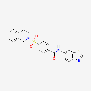 molecular formula C23H19N3O3S2 B2654412 N-(benzo[d]thiazol-6-yl)-4-((3,4-dihydroisoquinolin-2(1H)-yl)sulfonyl)benzamide CAS No. 941924-55-6
