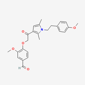 molecular formula C25H27NO5 B2654418 3-Methoxy-4-[2-[1-[2-(4-methoxyphenyl)ethyl]-2,5-dimethylpyrrol-3-yl]-2-oxoethoxy]benzaldehyde CAS No. 1286000-46-1