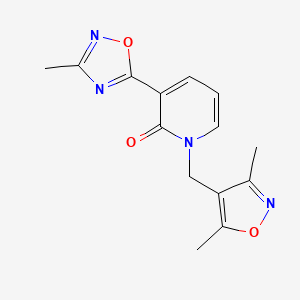 molecular formula C14H14N4O3 B2654423 1-[(3,5-dimethylisoxazol-4-yl)methyl]-3-(3-methyl-1,2,4-oxadiazol-5-yl)pyridin-2(1H)-one CAS No. 1396781-69-3