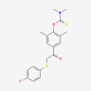 molecular formula C19H20FNO2S2 B2654429 O-(4-{2-[(4-fluorophenyl)sulfanyl]acetyl}-2,6-dimethylphenyl) N,N-dimethylcarbamothioate CAS No. 339100-41-3