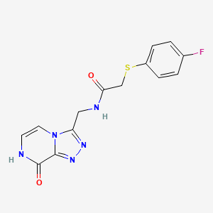 molecular formula C14H12FN5O2S B2654430 2-((4-氟苯基)硫代)-N-((8-羟基-[1,2,4]三唑并[4,3-a]嘧啶-3-基)甲基)乙酰胺 CAS No. 2034280-76-5