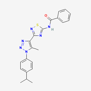 molecular formula C21H20N6OS B2654437 N-(3-{5-methyl-1-[4-(propan-2-yl)phenyl]-1H-1,2,3-triazol-4-yl}-1,2,4-thiadiazol-5-yl)benzamide CAS No. 895100-22-8