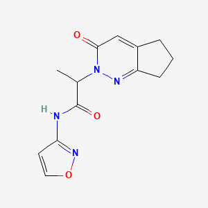 molecular formula C13H14N4O3 B2654439 N-(isoxazol-3-yl)-2-(3-oxo-3,5,6,7-tetrahydro-2H-cyclopenta[c]pyridazin-2-yl)propanamide CAS No. 2034363-01-2