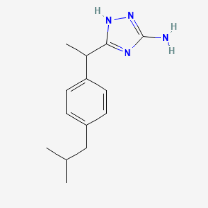 molecular formula C14H21N5O3 B2654441 5-{1-[4-(2-methylpropyl)phenyl]ethyl}-1H-1,2,4-triazol-3-amine CAS No. 1245569-54-3
