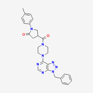 molecular formula C27H28N8O2 B2654442 4-(4-(3-benzyl-3H-[1,2,3]triazolo[4,5-d]pyrimidin-7-yl)piperazine-1-carbonyl)-1-(p-tolyl)pyrrolidin-2-one CAS No. 920163-54-8
