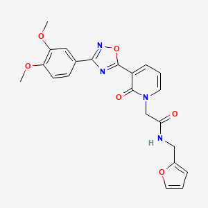 molecular formula C22H20N4O6 B2654444 2-(3-(3-(3,4-dimethoxyphenyl)-1,2,4-oxadiazol-5-yl)-2-oxopyridin-1(2H)-yl)-N-(furan-2-ylmethyl)acetamide CAS No. 1105226-23-0