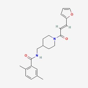 molecular formula C22H26N2O3 B2654446 (E)-N-((1-(3-(furan-2-yl)acryloyl)piperidin-4-yl)methyl)-2,5-dimethylbenzamide CAS No. 1235675-93-0