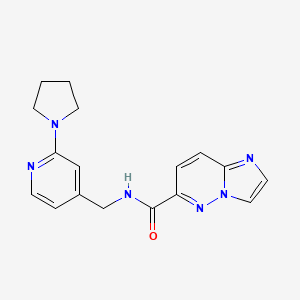 molecular formula C17H18N6O B2654455 N-{[2-(pyrrolidin-1-yl)pyridin-4-yl]methyl}imidazo[1,2-b]pyridazine-6-carboxamide CAS No. 2415452-54-7