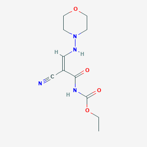 molecular formula C11H16N4O4 B2654460 ethyl N-[(2Z)-2-cyano-2-{[(morpholin-4-yl)amino]methylidene}acetyl]carbamate CAS No. 338396-50-2
