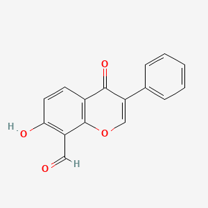 molecular formula C16H10O4 B2654467 7-羟基-4-氧代-3-苯基-4H-色烯-8-甲醛 CAS No. 856791-64-5