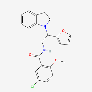 molecular formula C22H21ClN2O3 B2654469 5-chloro-N-(2-(furan-2-yl)-2-(indolin-1-yl)ethyl)-2-methoxybenzamide CAS No. 898416-19-8