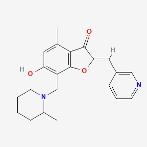 molecular formula C22H24N2O3 B2654479 (Z)-6-hydroxy-4-methyl-7-((2-methylpiperidin-1-yl)methyl)-2-(pyridin-3-ylmethylene)benzofuran-3(2H)-one CAS No. 903869-12-5