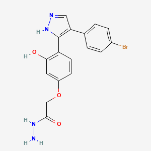 molecular formula C17H15BrN4O3 B2654484 2-(4-(4-(4-溴苯基)-1H-吡唑-3-基)-3-羟基苯氧基)乙酰肼 CAS No. 1010868-75-3