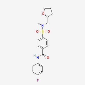 molecular formula C19H21FN2O4S B2654489 N-(4-氟苯基)-4-[甲基(四氢呋喃基)磺酰胺基]苯甲酰胺 CAS No. 868676-95-3