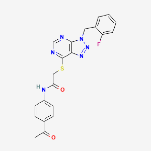 molecular formula C21H17FN6O2S B2654498 N-(4-acetylphenyl)-2-((3-(2-fluorobenzyl)-3H-[1,2,3]triazolo[4,5-d]pyrimidin-7-yl)thio)acetamide CAS No. 863458-77-9