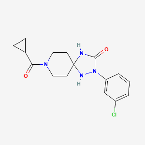 molecular formula C16H19ClN4O2 B2654502 2-(3-Chlorophenyl)-8-(cyclopropylcarbonyl)-1,2,4,8-tetraazaspiro[4.5]decan-3-one CAS No. 1775542-26-1