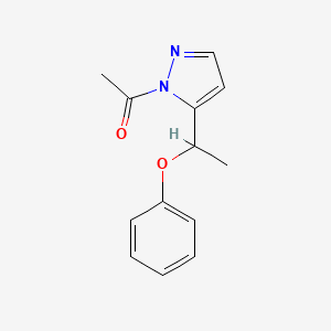molecular formula C13H14N2O2 B2654503 1-[5-(1-苯氧乙基)-1H-吡唑-1-基]-1-乙酮 CAS No. 241127-10-6