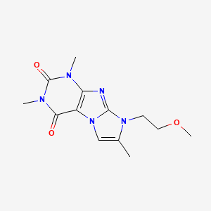 molecular formula C13H17N5O3 B2654507 8-(2-methoxyethyl)-1,3,7-trimethyl-1H-imidazo[2,1-f]purine-2,4(3H,8H)-dione CAS No. 869344-85-4
