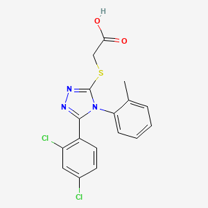 molecular formula C17H13Cl2N3O2S B2654508 2-{[5-(2,4-dichlorophenyl)-4-(2-methylphenyl)-4H-1,2,4-triazol-3-yl]sulfanyl}acetic acid CAS No. 743452-34-8