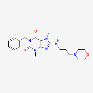 molecular formula C21H28N6O3 B2654510 1-benzyl-3,7-dimethyl-8-((3-morpholinopropyl)amino)-1H-purine-2,6(3H,7H)-dione CAS No. 876893-70-8