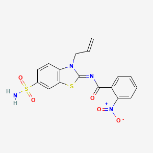 molecular formula C17H14N4O5S2 B2654513 (Z)-N-(3-allyl-6-sulfamoylbenzo[d]thiazol-2(3H)-ylidene)-2-nitrobenzamide CAS No. 887201-01-6