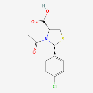 molecular formula C12H12ClNO3S B2654520 (2R,4R)-3-acetyl-2-(4-chlorophenyl)-1,3-thiazolidine-4-carboxylic acid CAS No. 110078-81-4