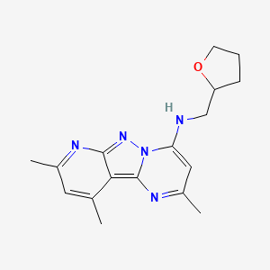 molecular formula C17H21N5O B2654530 2,8,10-trimethyl-N-((tetrahydrofuran-2-yl)methyl)pyrido[2',3':3,4]pyrazolo[1,5-a]pyrimidin-4-amine CAS No. 896826-30-5