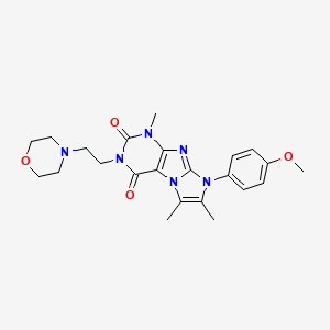 molecular formula C23H28N6O4 B2654537 8-(4-methoxyphenyl)-1,6,7-trimethyl-3-(2-morpholinoethyl)-1H-imidazo[2,1-f]purine-2,4(3H,8H)-dione CAS No. 899401-11-7