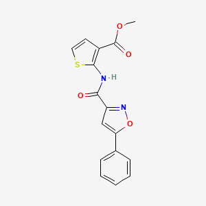 molecular formula C16H12N2O4S B2654538 Methyl 2-(5-phenylisoxazole-3-carboxamido)thiophene-3-carboxylate CAS No. 1172416-65-7