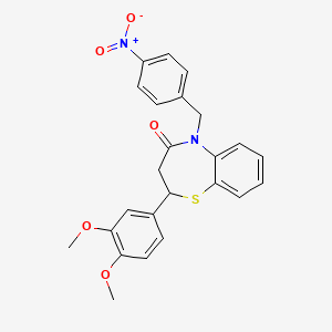 molecular formula C24H22N2O5S B2654541 2-(3,4-二甲氧基苯基)-5-(4-硝基苄基)-2,3-二氢苯并[b][1,4]噻氮杂戊-4(5H)-酮 CAS No. 863004-68-6