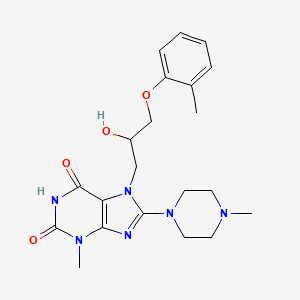 molecular formula C21H28N6O4 B2654544 7-[2-羟基-3-(2-甲基苯氧基)丙基]-3-甲基-8-(4-甲基哌嗪-1-基)嘌呤-2,6-二酮 CAS No. 332103-54-5