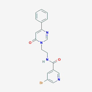molecular formula C18H15BrN4O2 B2654545 5-bromo-N-(2-(6-oxo-4-phenylpyrimidin-1(6H)-yl)ethyl)nicotinamide CAS No. 1334375-51-7