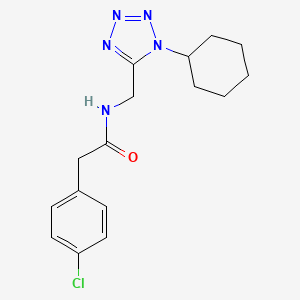 molecular formula C16H20ClN5O B2654549 2-(4-chlorophenyl)-N-((1-cyclohexyl-1H-tetrazol-5-yl)methyl)acetamide CAS No. 921503-54-0