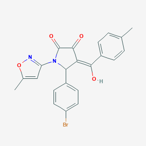 molecular formula C22H17BrN2O4 B265455 5-(4-bromophenyl)-3-hydroxy-4-(4-methylbenzoyl)-1-(5-methyl-3-isoxazolyl)-1,5-dihydro-2H-pyrrol-2-one 