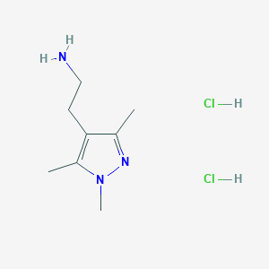 molecular formula C8H17Cl2N3 B2654553 2-(1,3,5-三甲基吡唑-4-基)乙胺；二盐酸盐 CAS No. 2309448-68-6