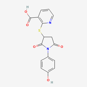 molecular formula C16H12N2O5S B2654556 2-((1-(4-羟基苯基)-2,5-二氧代吡咯烷-3-基)硫代)烟酸 CAS No. 924873-64-3