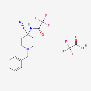 molecular formula C17H17F6N3O3 B2654560 N-(1-benzyl-4-cyanopiperidin-4-yl)-2,2,2-trifluoroacetamide; trifluoroacetic acid CAS No. 1432682-00-2