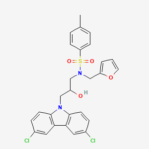 molecular formula C27H24Cl2N2O4S B2654564 N-[3-(3,6-二氯咔唑-9-基)-2-羟丙基]-N-(呋喃-2-基甲基)-4-甲基苯磺酰胺 CAS No. 314042-74-5